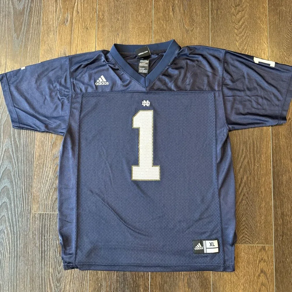 Adidas Notre Dame Football Jersey; #1; YOUTH XL